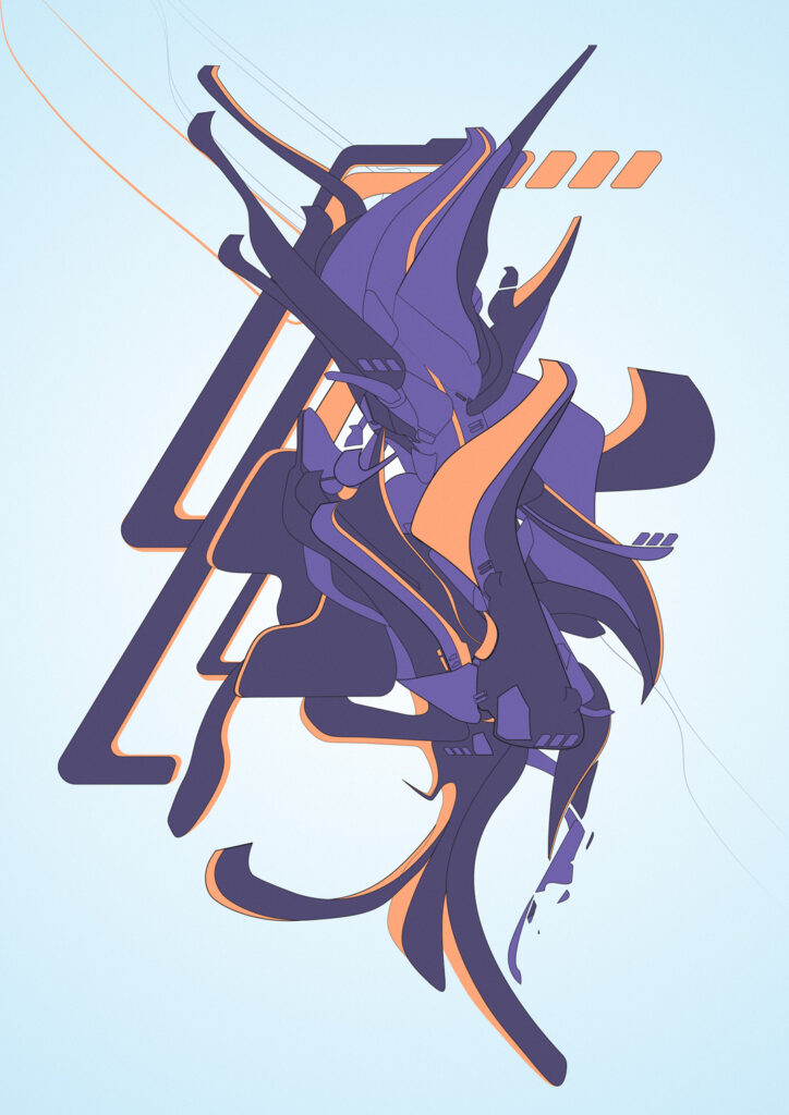 Abstract art of a vector piece, 3d, graffiti